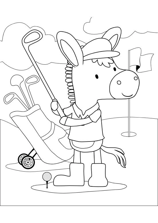 Kolorowanka osiołek gra w golfa